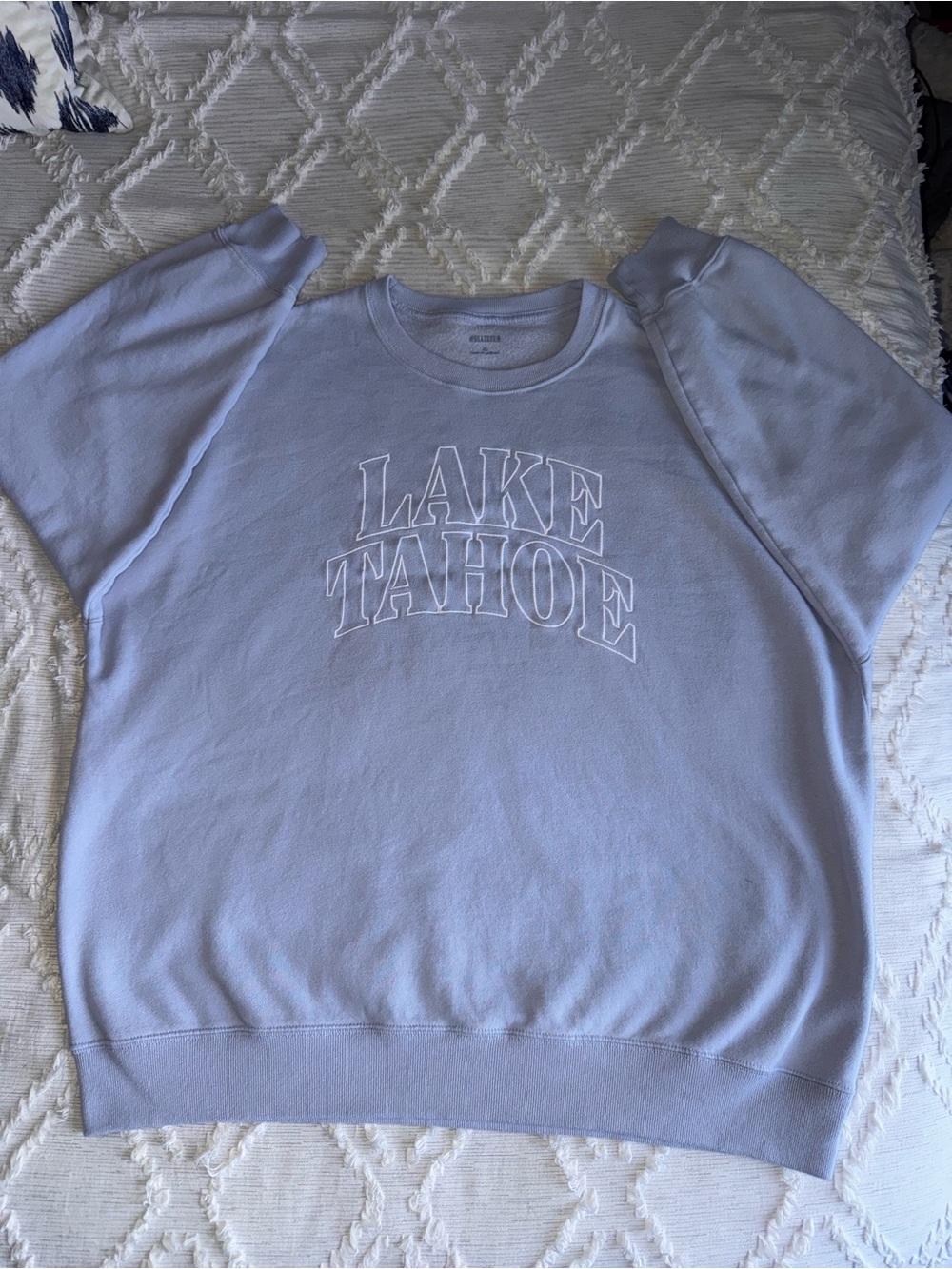 Hollister Light Lavender "Lake Tahoe" Embroidered Crewneck Sweater